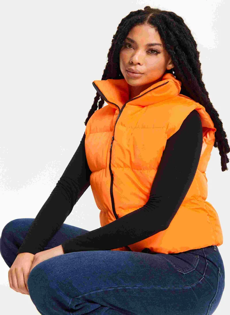 Liquorish Orange Puffer Gilet Vest
