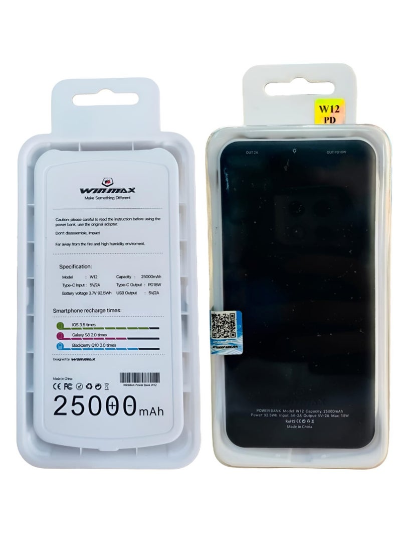 وينماكس - بنك الطاقة 25000mAh عالي الأداء – شحن سريع، مدخل Type-C، مخرج مزدوج، مصباح LED مدمج - Image 1