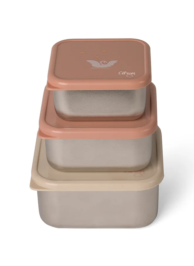 Citron Stackable Stainless Steel Lunchbox - Ballerina - 2-Tier Leakproof Bento Box for Kids - BPA-Free & Durable - Includes Divider & Sauce Cup - Ideal for School & Outings