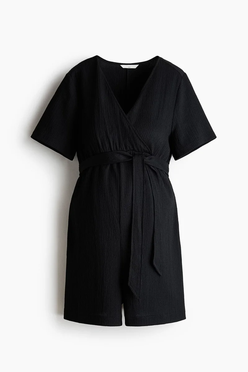 MAMA Crinkled jersey playsuit