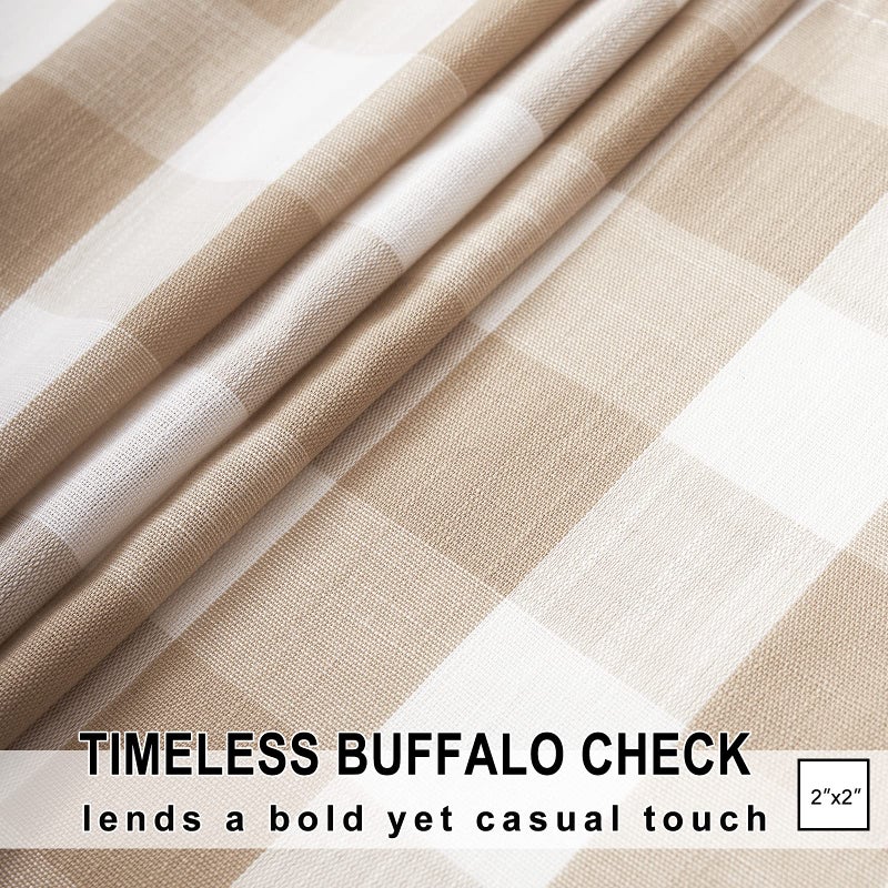Treatmentex Buffalo Plaid Kitchen Curtains 36inch Taupe Tier Curtain Set for Laundry Basement Small Window Curtain Panels Caf? Curtains 27"" w x 36"" l 2pcs - Image 2