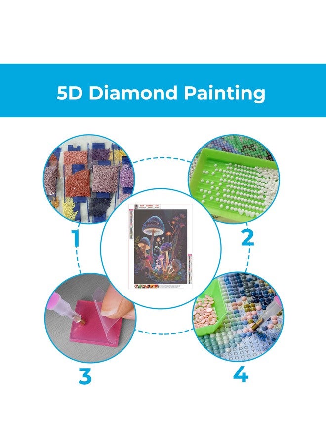 RANUR 5D Mushroom Diamond Painting Kit, Home Wall Decor, Diamond Painting Kits for Kids and Adults, Stunning DIY Decor with Rhinestone, Artistic Masterpieces - Image 2