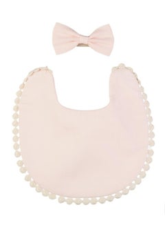 Bambimici - Stealla Small Ribbon Headband and Baby Bib for Infants & Babies - Baby Pink