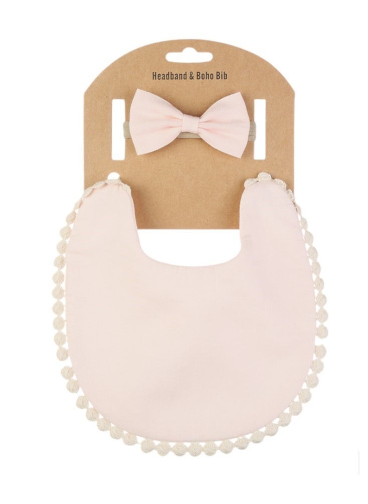 Bambimici - Bambimici - Stealla Small Ribbon Headband and Baby Bib for Infants & Babies - Baby Pink - Image 1