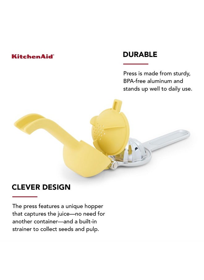 KitchenAid KitchenAid Citrus Juice Press Squeezer for Lemons and Limes with Seed Catcher and Pour Spout, Lemon, 8 inches  - Image 3