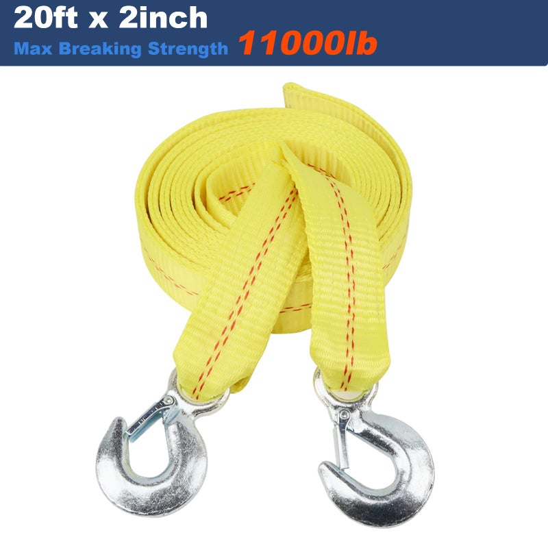 XSTRAP STANDARD Tow Strap with Hooks 2in X20Ft Recovery Strap 11,000LB Break Strengthened Towing Rope for Towing Vehicles in Roadside Emergency - Image 2