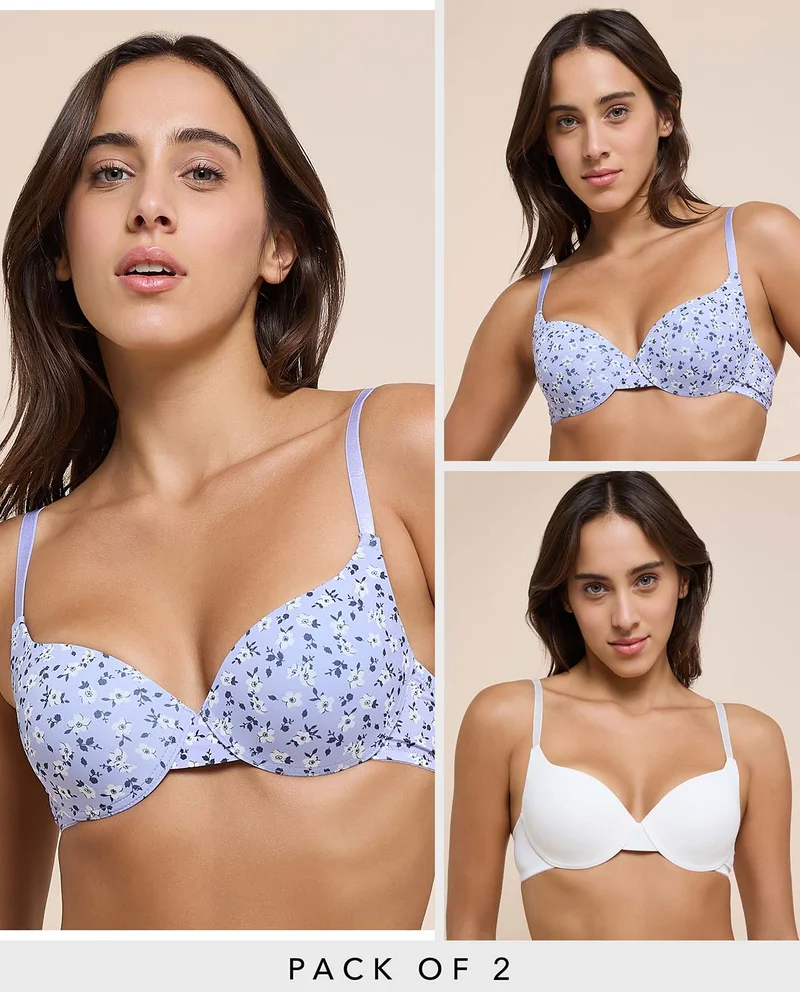 2 Pack Printed Padded Push Up Bra