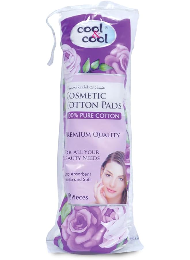 Cool & Cool Refreshing Cotton Cosmetic Pads 80 Pack Ultra Soft & Absorbent Perfect For Makeup Removal & Skincare - Image 1