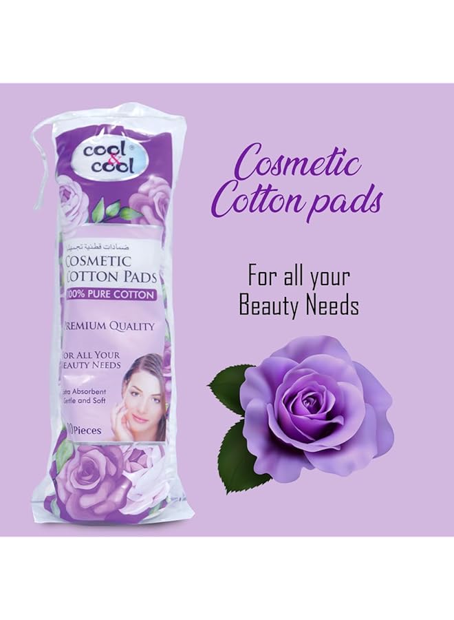 Cool & Cool Refreshing Cotton Cosmetic Pads 80 Pack Ultra Soft & Absorbent Perfect For Makeup Removal & Skincare - Image 3
