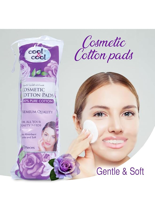 Cool & Cool Refreshing Cotton Cosmetic Pads 80 Pack Ultra Soft & Absorbent Perfect For Makeup Removal & Skincare - Image 2