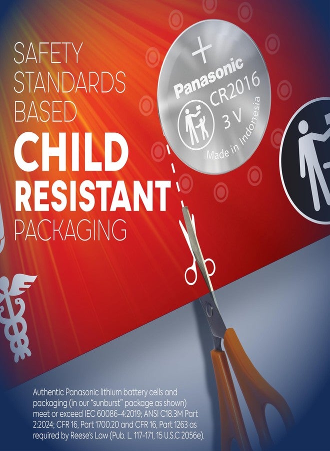 Panasonic CR2016 3.0 Volt Long Lasting Lithium Coin Cell Batteries in Child Resistant, Standards Based Packaging, 4 Pack - Image 3