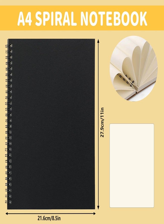 BoAn Spiral Notebook 2 Pcs 8.3 Inch x 11.2 Inch A4 Notebook 76 Pages/ 38 Sheets Soft Cover Spiral Notebook Journal Sketchbook Soft Kraft Cover Sheets for Students Office Business - Image 2