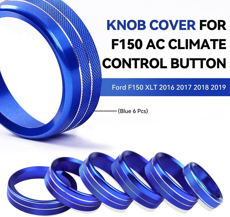 Bentolin Knob Cover for F150 AC Climate Control Switch/Trailer/4WD/VOL/Tune Button Interior Center Console Trim Accessories Compatible with Ford F150 XLT 2016 2017 2018 2019 (Blue 6 Pcs) - Image 3
