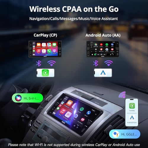 ATOTOZONE A5L 7" AI Double Din Car Stereo Compatible with Selected Subaru, Scion, Toyota Camry RAV4 Highlander, Wireless CarPlay & Android Auto Car Radio, Mirror Link, Wi-Fi/BT Tethering, DSP,2G+32G - Image 3