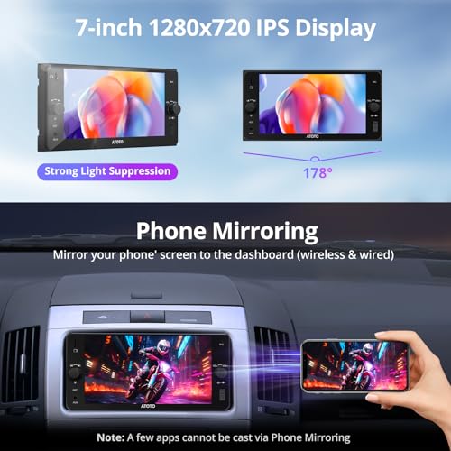 ATOTOZONE A5L 7" AI Double Din Car Stereo Compatible with Selected Subaru, Scion, Toyota Camry RAV4 Highlander, Wireless CarPlay & Android Auto Car Radio, Mirror Link, Wi-Fi/BT Tethering, DSP,2G+32G - Image 5
