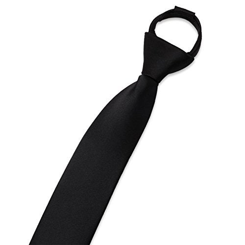 Aurya Boys'Solid Color Zipper Tie 19 inch Polyester Satin Zipper Neckties (Black) - Image 2