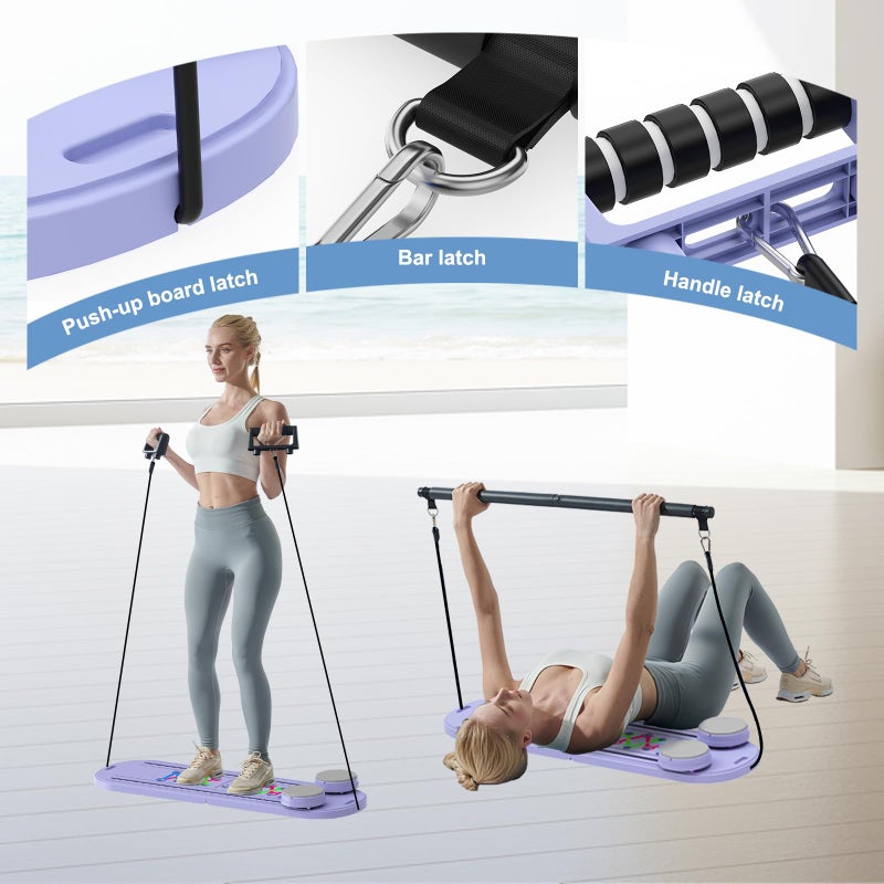 Lpter Pilates Board - 2026 Updated Pilates Reformer Machine Set, Multi-Purpose Foldable Pilates Reformer Board for Home, 6 in 1 Pilates Sliding Board (Purple) - Image 4