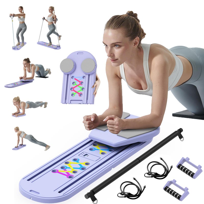 Lpter Pilates Board - 2026 Updated Pilates Reformer Machine Set, Multi-Purpose Foldable Pilates Reformer Board for Home, 6 in 1 Pilates Sliding Board (Purple) - Image 1