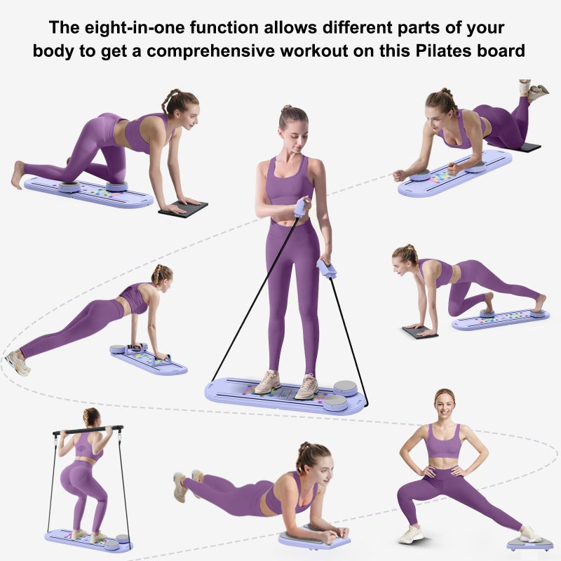 Lpter Pilates Board - 2026 Updated Pilates Reformer Machine Set, Multi-Purpose Foldable Pilates Reformer Board for Home, 6 in 1 Pilates Sliding Board (Purple) - Image 5