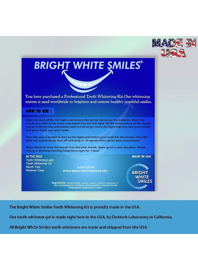 Bright White Smiles مجموعة تبييض الأسنان بابتسامات بيضاء مشرقة | مبيض أسنان مفعل بواسطة ضوء LED | مع 2X 5 مل جل كارباميد بيروكسيد 35% في حقن | صينية فموية مريحة وحافظة | للاستخدام المنزلي | نتائج احترافية - Image 4