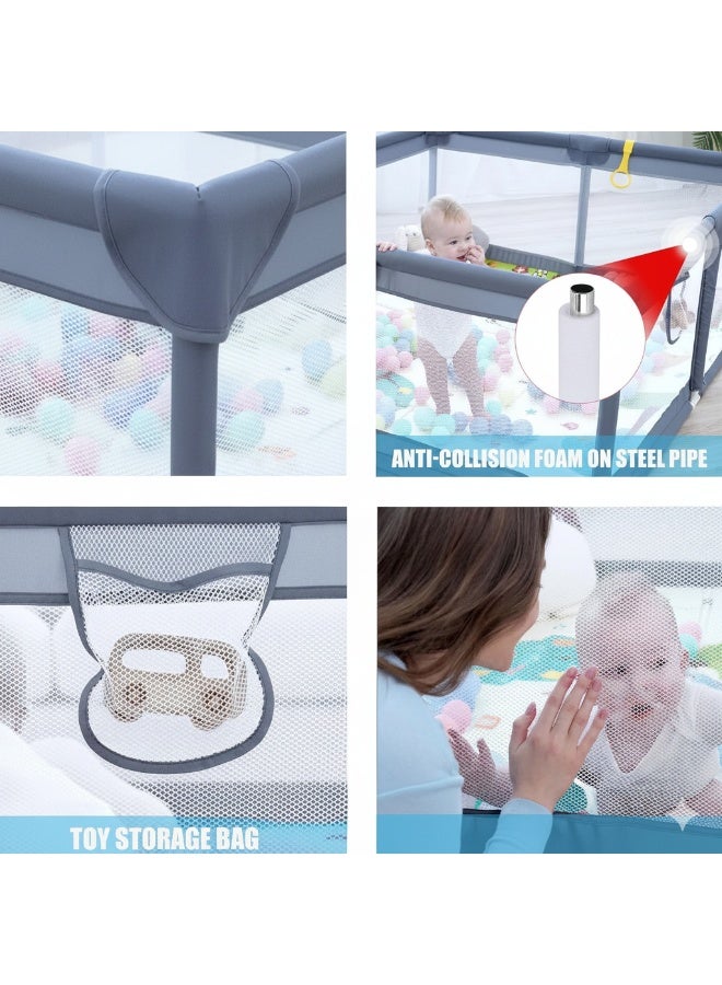 BLOOMING TIME Baby Playpen, Extra Large Playard for Babies, Portable Indoor Outdoor Toddlers Safety Play Yard Activities (Without Balls) - Image 5