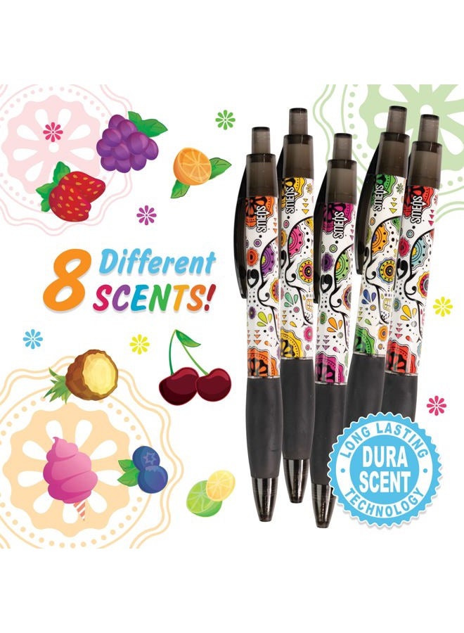 Scentco Sugar Skull Smens - Patented Gourmet Scented Pens, Black Ink, Medium Point - 8 Count - Image 3
