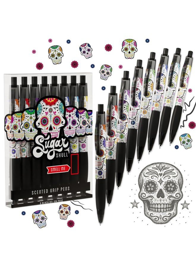 Scentco Sugar Skull Smens - Patented Gourmet Scented Pens, Black Ink, Medium Point - 8 Count - Image 1