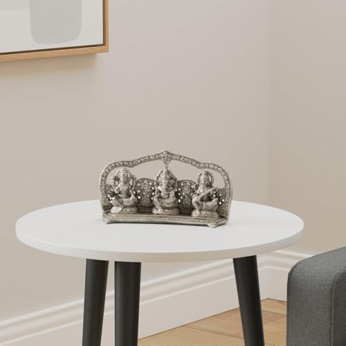 Lavanaya Silver® - Silver Plated Laxmi Ganesh Saraswati Idol - Elegant Velvet Box Packing - Perfect for Anniversary, Wedding, Housewarming, and Diwali Gifting - Image 4