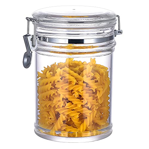 IVOOBR 50 oz Reinforced Medium Acrylic Canister with Locking Clamp, Airtight Flip Jar | Food Storage Container for Flour, Sugar, Coffee, Candy, Cookie etc - Image 1