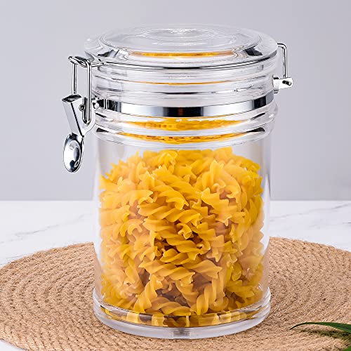IVOOBR 50 oz Reinforced Medium Acrylic Canister with Locking Clamp, Airtight Flip Jar | Food Storage Container for Flour, Sugar, Coffee, Candy, Cookie etc - Image 4