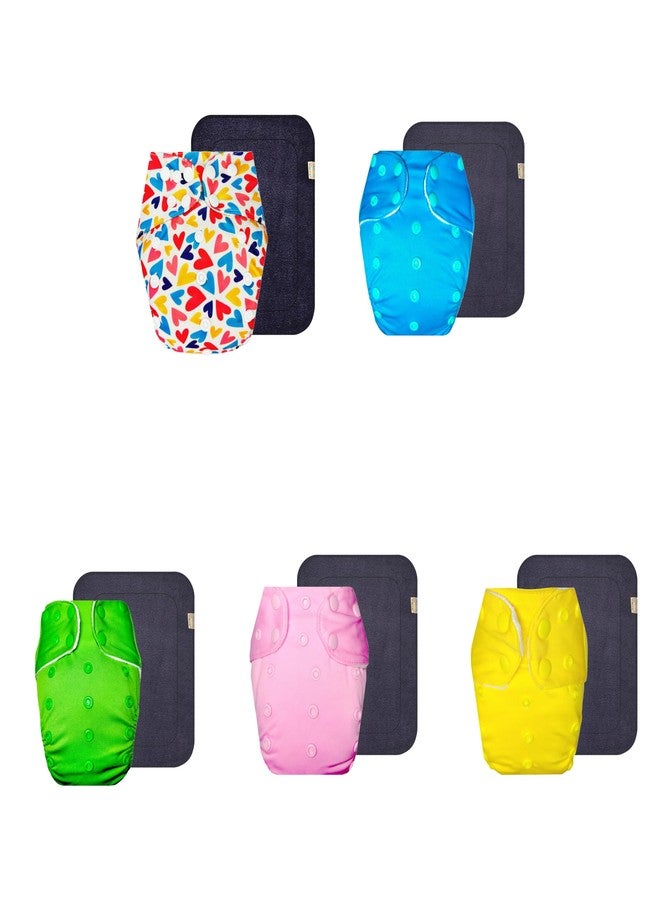 حفاضات دمبلدو القماشية الممتازة مع حشوة رمادية (عبوة من 5) | ناعمة ولطيفة | وسادة ماصة من 6 طبقات | أزرار كبس قابلة للتعديل | موثوق بها من قبل الأمهات | من 3 أشهر إلى 3 سنوات | للجنسين - Image 1