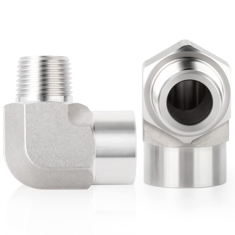 TAISHER 2PCS 304 Stainless Steel 90 Degree Barstock Street Elbow, 1/4 Inch NPT Male Pipe to 1/4 Inch NPT Female 304 Stainless Pipe Fitting - Image 2