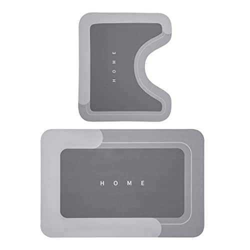 Housego 2PCS Absorbent Bath Mat Magic Rug Sets, Quick Drying Bath Mat Non-Slip Floor Rug Rubber Backed for Bathroom Kitchen Shower Sink, Water Absorbent (19.7''x23.6''+19.7''x31.9'', Dark Gray) - Image 5