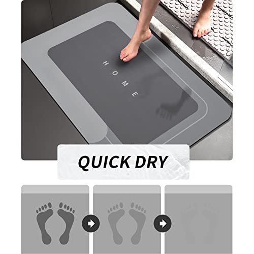 Housego 2PCS Absorbent Bath Mat Magic Rug Sets, Quick Drying Bath Mat Non-Slip Floor Rug Rubber Backed for Bathroom Kitchen Shower Sink, Water Absorbent (19.7''x23.6''+19.7''x31.9'', Dark Gray) - Image 3