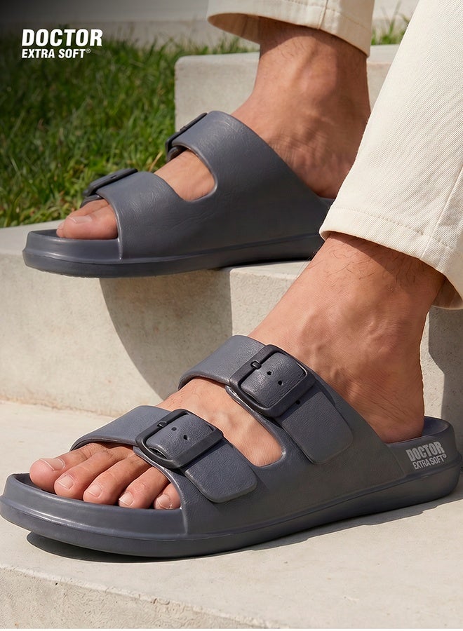 DOCTOR EXTRA SOFT Comfort Slides for Men | Soft Cushion Double Strap Casual Sandals Anti Slip | Doctor Extra Soft D-505 - Image 1