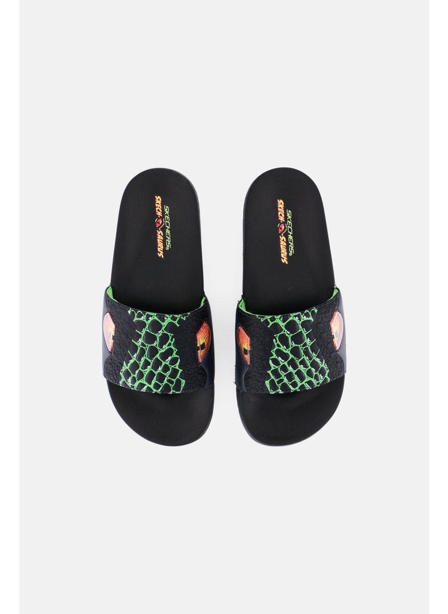 SKECHERS Kids Boy Gambix III Skech-Saurus Print Slides, Multicolor  - Image 3