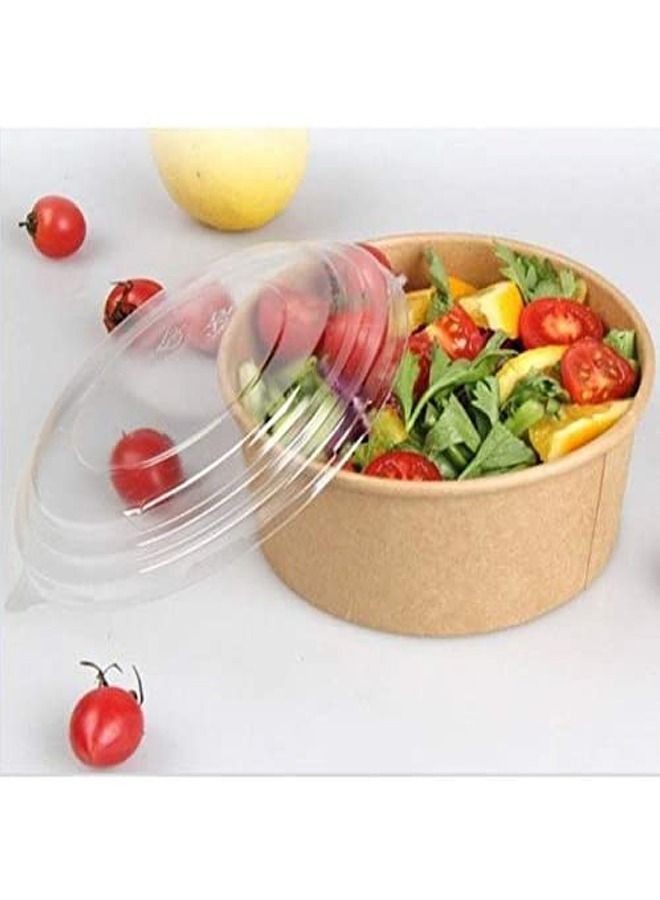 SNH Packing Kraft Salad Bowl 500ml Bio Disposable Bowl Brown With Lid 10 Pieces - Image 4