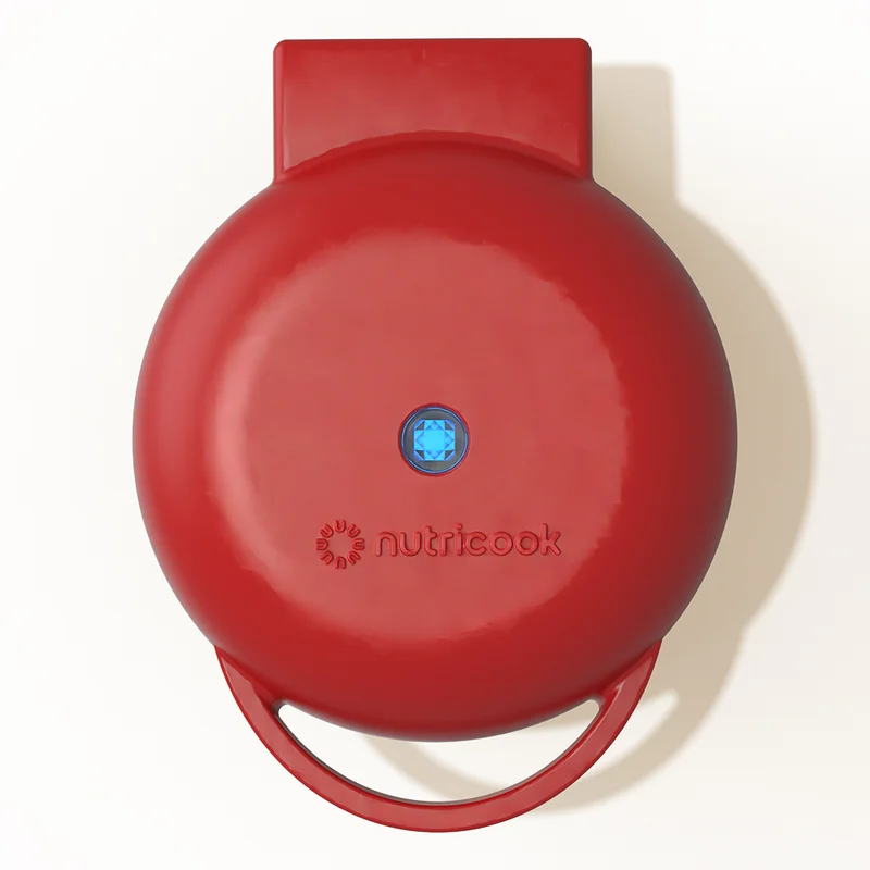 nutricook Mini Waffle Maker with Quick Heating, Ceramic Coated, Toxin-free, made without PTFEs, PFOAs & other PFAs for Safer & Healthier Cooking, Easy to Clean, Perfect for Kids and Families, 420W, Red,  NC-WM100R, 2-Year Warranty