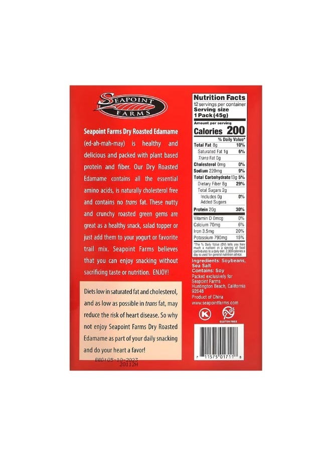 SEAPOINT FARMS - Dry Roasted Edamame Sea Salt 12 Packs 1.58 oz 45 g Each - Image 1