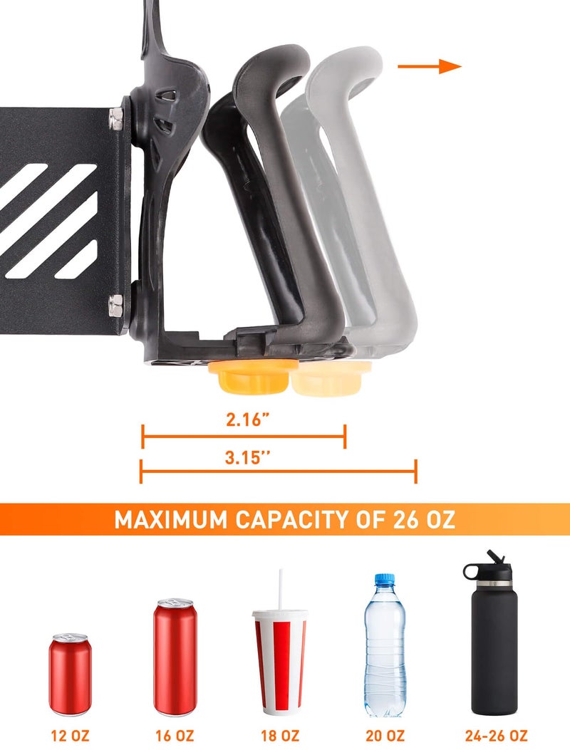 Savadicar Door Cup Holder Compatible with Jeep Wrangler (JL) & Gladiator (JT) 2018-2025, Fit Standard Bottles 2.2 to 3.1 Inch, Extension Accessories for Jeep, Right Side, Black - Image 2