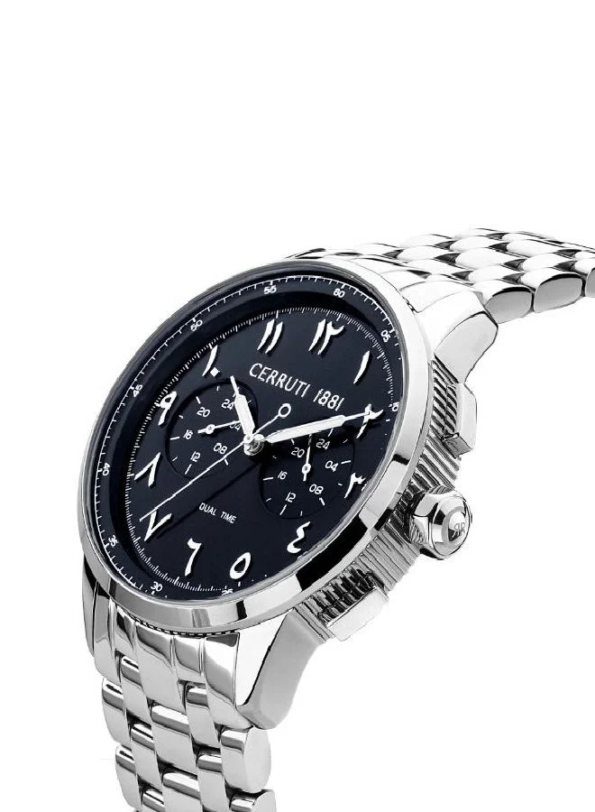 CERRUTI 1881 Men's Round Shape Stainless Steel Band Analog Wrist Watch 44 mm - Blue Dial - CIWGK2224905