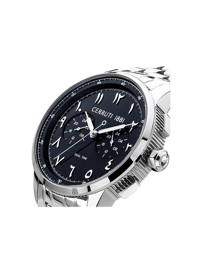 CERRUTI 1881 Men's Round Shape Stainless Steel Band Analog Wrist Watch 44 mm - Blue Dial - CIWGK2224905