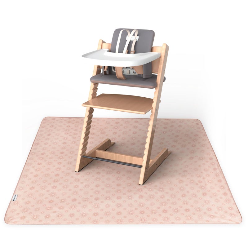 Tiny Twinkle Splat Mat for Under High Chair or Table | 51" x 51" Waterproof & Mess-Proof High Chair Mat for Baby, Machine Washable for Mealtime or Art(Shine) - Image 1