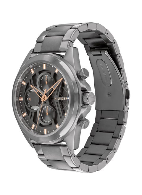 TOMMY HILFIGER ROUND ANALOG MEN'S DARK GREY CASE WATCH - 1710657