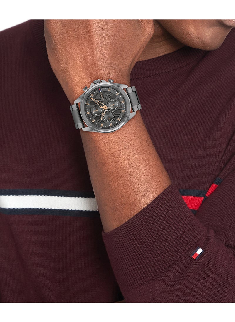 TOMMY HILFIGER TOMMY HILFIGER ROUND ANALOG MEN'S DARK GREY CASE WATCH - 1710657  - Image 4