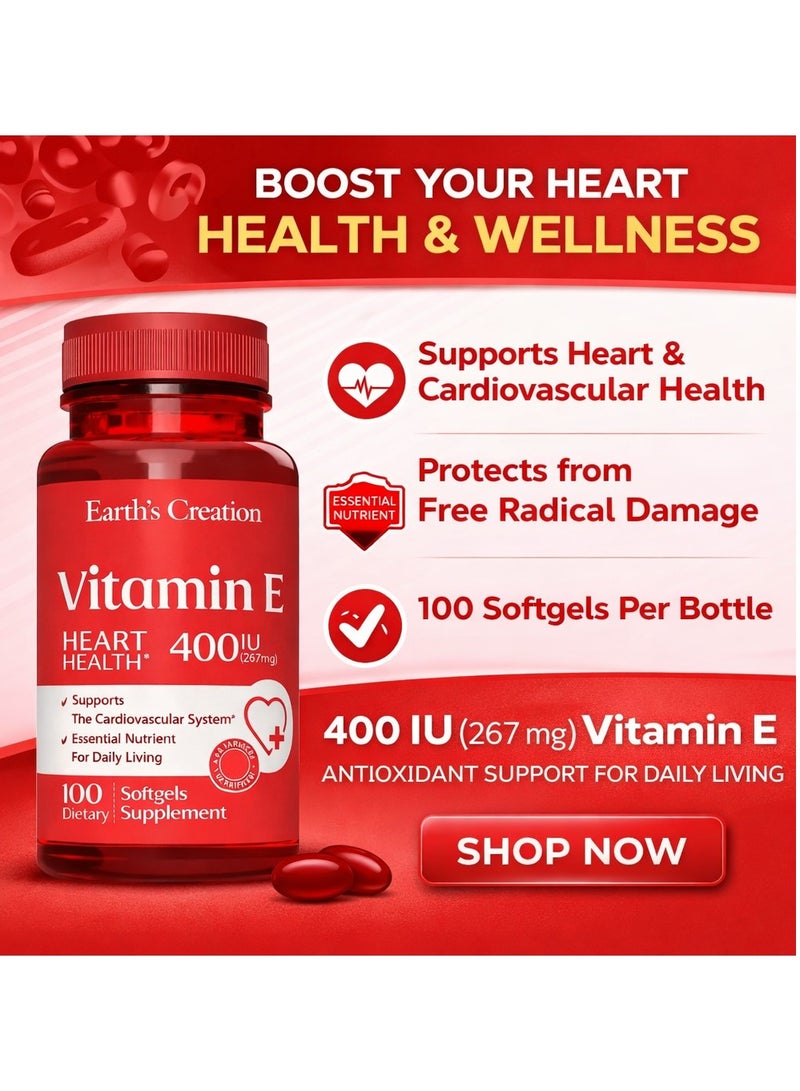 Earth's Creation Vitamin E 400 IU Promotes Healthy Skin, Immune Function & Cardiovascular Support - Image 3