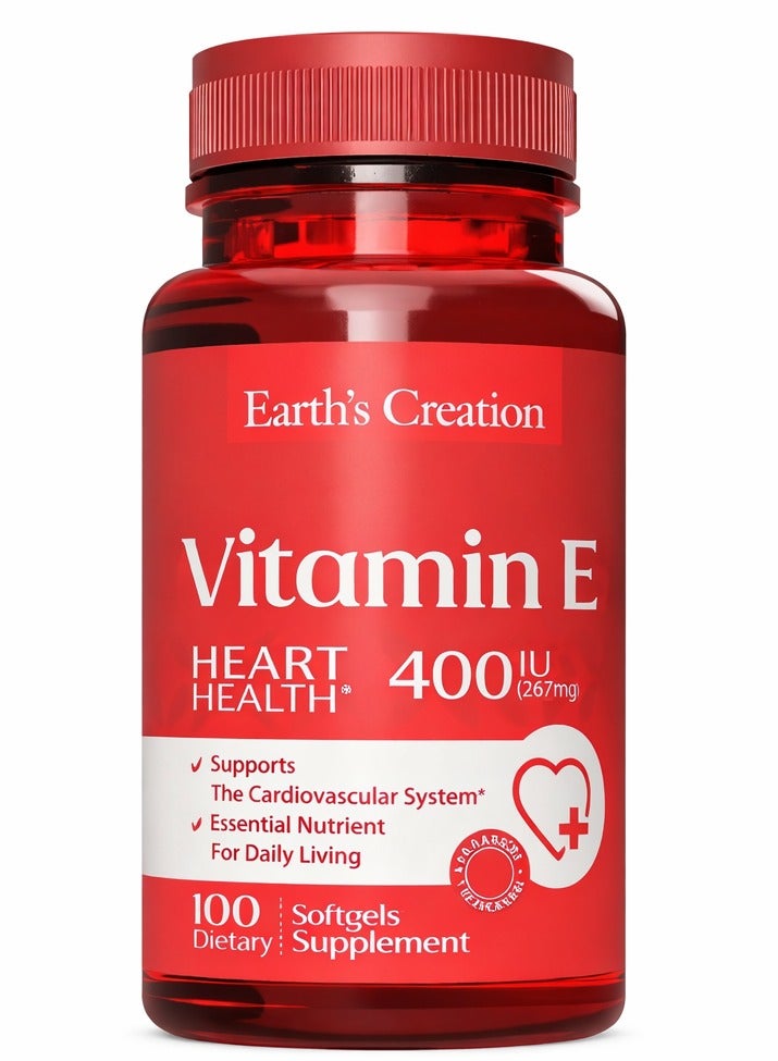 Earth's Creation Vitamin E 400 IU Promotes Healthy Skin, Immune Function & Cardiovascular Support - Image 1