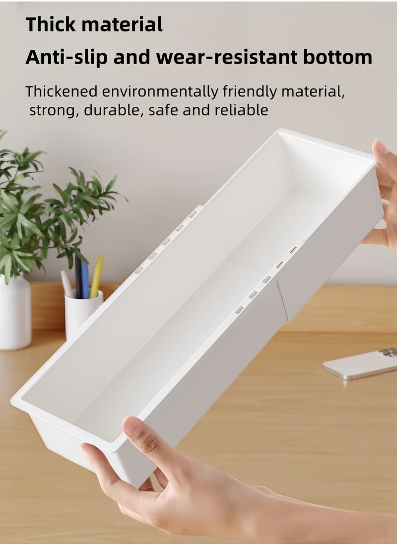 5PCS-New Retractable Drawer Storage Box Cosmetics Partition Box Multifunctional Underwear Socks Storage Box large Capacity Student Stationery Classification And Organization Cosmetics Desktop Storage Box（White-Large*1- Medium*1 -Small*3）