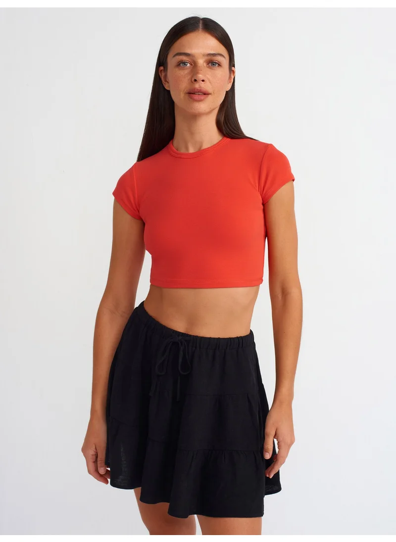 ديلفين 30936 Body Fitting Crop Top-Red