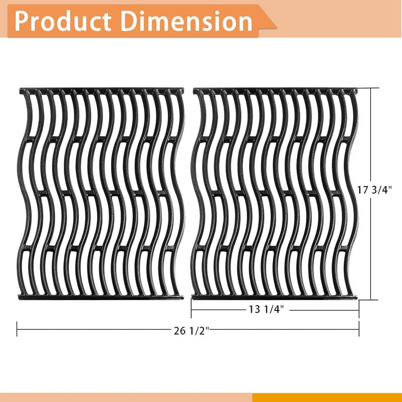 Zemibi Grill Grates Replacement for Napoleon Prestige PRO 500 Gas Grills, Cast Iron Grill Cooking Grids, 17 3/4", 2 Pack - Image 2